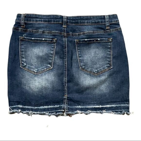 KanCan Frayed Hem Denim Skirt‎ Size 9/28 Dark wash - Picture 4 of 9